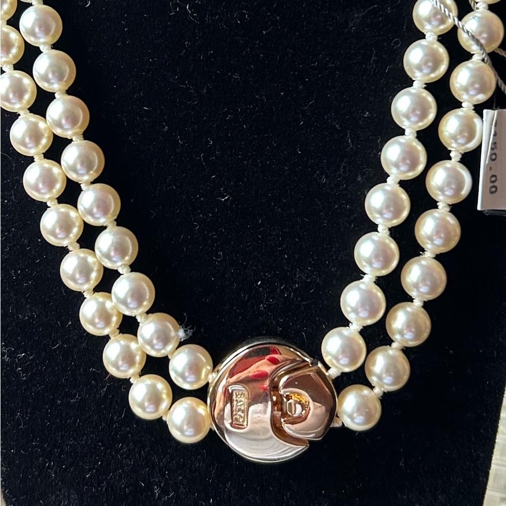 SAL Swarovski faux pearl double stranded necklace. 16" - Picture 2 of 4